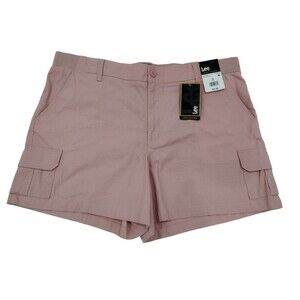 Lee Women's Size 18 Soft Mauve Pink Comfort Waistband 6 Pocket Cargo Plus Shorts
